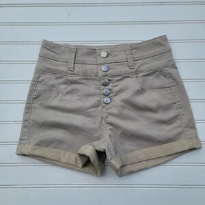Tinseltown Denim Couture Women Beige Stretch High Rise Shorts Cotton Sz 1
